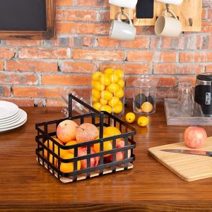 Coated Metal Fruit Basket, Color : Black