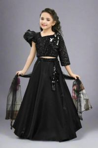 Glittering Black Lehenga Choli For Girls