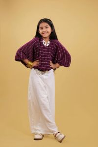 Stylish Wine Kaftan Top &AMP;AMP; Plazzo Set  For Girls