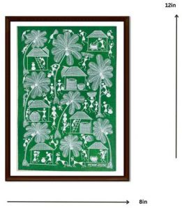 Daily Life Of Tribals Warli Painting (Green) WLS185