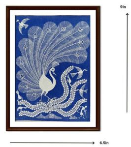 Beautiful Peacock Warli Painting (blue): A Captivating Celebration Of Tarpa Dance