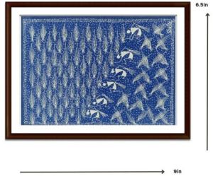 Village Tarpa Dance Painting (blue) Wls13, Specialities : Warli Art, Wall Décor