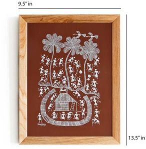 Warli Painting-life Of Farmers (brown)