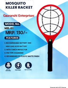 MR-01 Mosquito Killer Rackets, Color : Black, Red, Packaging Type : Plastic Packets