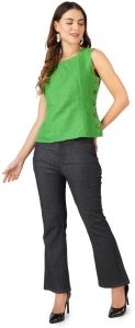 Plain Linen Ladies Top Party Wear, Casual Wear