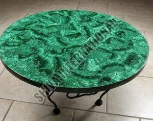 Polished Gemstone Malachite Table Top, Color : Green