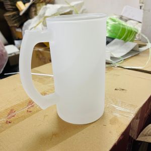 Ah Polished Frosted Glass Mug, Color : White