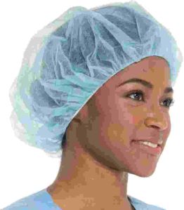 Rudra Plain Non Woven Bouffant Cap Blue 18 Inch, Technics : Machine Made