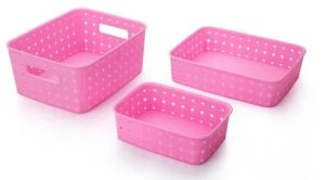 Plastian Polished Plastic Rectangle Baskets, Color : Blue & Pink Standard, Technics : Machine Made