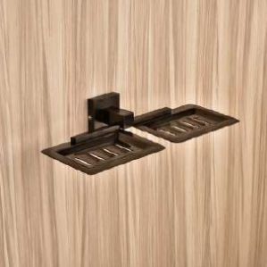 Black Cpt Touch Double Soap Dish, Mounting Type : Wall Mounted For Bathroom