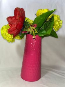 Metal Dark Pink Flower Vase