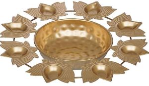 Metal Golden Lotus Urli Set 10/12/14 Inch For Decoration Purpose