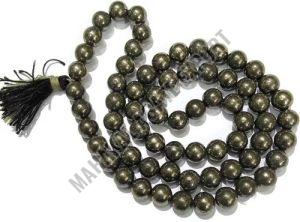 Natural Orignal Pyrite Mala Customised, Packaging Type : Paper Box For Healing Purpose