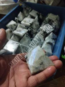 Polished Natural Rainbow Moonstone Pyramid, Color : Black & White, Packaging Type : Paper Box