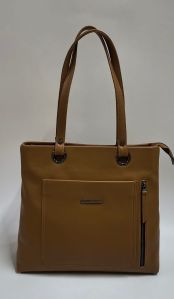 Ladies Brown PU Leather Handbag