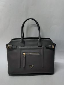 Ladies Dark Grey PU Leather Handbag Modern Multisize For Shopping, Formal Wear