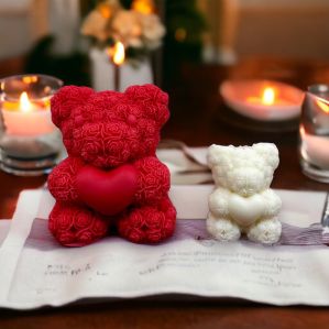 Soy Wax Teddy Candle, Color : Red