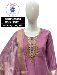 Ladies Cotton Purple Suit Set