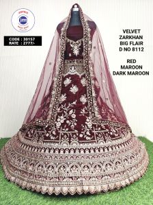 Ladies Dark Maroon Bridal Lehenga