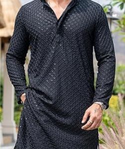 Mens Cotton Embroidered Chikankari Kurta All Sizes Party Wear