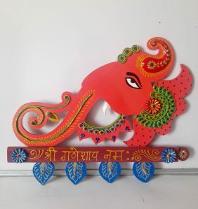 Printed Wooden Key Holder Wall Hanging, Color : Multi Color For Decoration