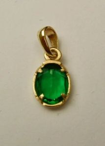 925 Sterling Silver Gold Coated Green Pendant