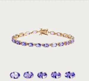 Ladies Oval Sterling Silver 925 Tanzanite Silver Bracelet