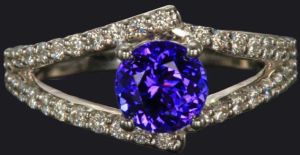 Ladies Sterling Silver 925 Minimal Tanzanite Round Ring