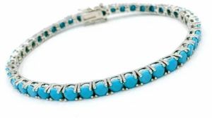 Natural Arizona Turquoise Sterling Silver 925 Bracelet