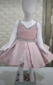 Girls Baby Pink Party Wear Frock