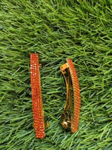 Brass Center Hair Clip (Orange)