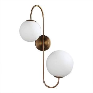 Brass Frosted Glass Modern Wall Lamp, Shape : Round, Packaging Type : Corrugated Boxes For Decoration