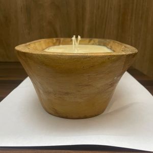 Wooden Dough Bowl Candle