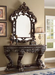 Antique Wood Carving Fame Mirror