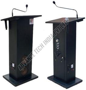 Metal Audio Podium With PA System, Color : Black