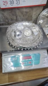 White Metal Pooja Thali Set