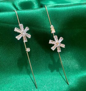 Snowflake Earcuff Climber Earring Party Wear, Wedding Wear, Festive Wear, Main Stone : Crystal