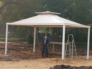 Polished Gazebo, Color : Shiny-silver For Garden, Home, Park