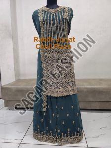 Ladies Georgette Sharara Suit With Dupatta All Sizes Party Wear, Technics : Machine Made