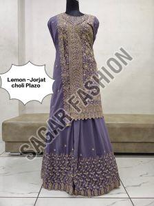 Ladies Lavender Sharara Suit With Dupatta All Sizes Party Wear, Technics : Machine Made