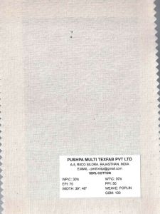 100 GSM Poplin Cotton Fabric