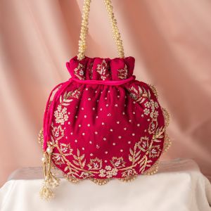 Silk & Velvet Designer Potli Bag, Color : Multicolor for Gift Purpose