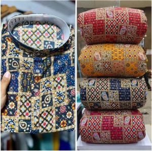 Mens Rayon Multicolor Lucknowi Chikankari Kurta