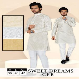 Mens White Cotton Silk Kurta Pajama Set