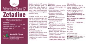 Povidone Iodine Solution, Brand Name : Zetadine, Composition : 10%