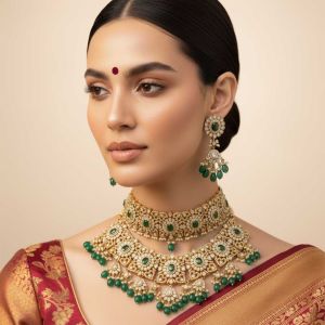 American Diamond Jewellery Black Rodium Polish Party Wear Necklace Set