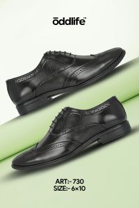 Synthetic Leather Mens Black Brogue Closed Lace-Up Shoes