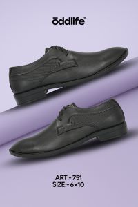 Mens Black Derby Streamlined Lace-Up Shoes