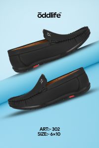 Mens Black Loafer Logo Slip-On Shoes