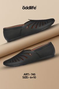 Mens Black Nagra Vent-Cut Slip-On Shoes